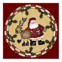 Santa Clause and Reindeer Poster posters by christmas_tshirts Santa Clause and Reindeer Poster posters
