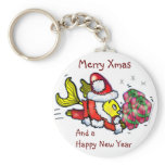 santa Clause Fish - funny cute Christmas Keychain