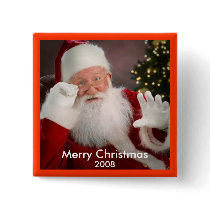 Santa Clause Waving Merry Christmas 2008 Button