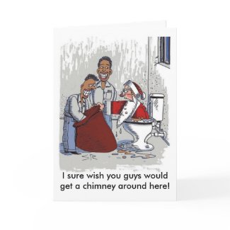 Santa comes up the toilet card