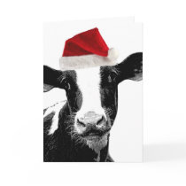 Santa Cow - Dairy Cow wearing Santa Hat Cards