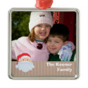 Santa custom photo brown stripes family keepsake ornament