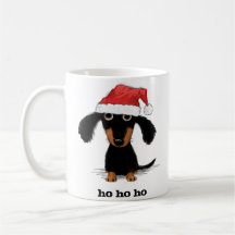 Santa Dachshund with Customizable Text Coffee Mug