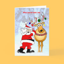 Santa Decorating Reindeer Friend! cards by graphicdoodles Santa Decorating Reindeer Friend! cards