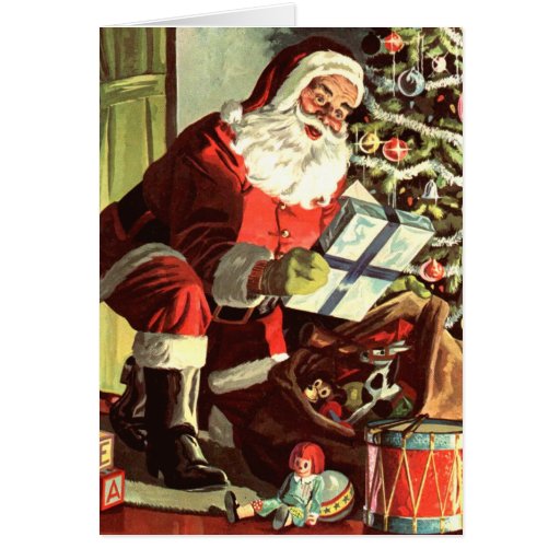 Santa Delivering Presents Card Zazzle