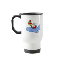 Santa Delivers Presents in Airplane Coffee Mugs