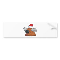 Santa Dog Holds Newspaper in Mouth Bumper Stickers