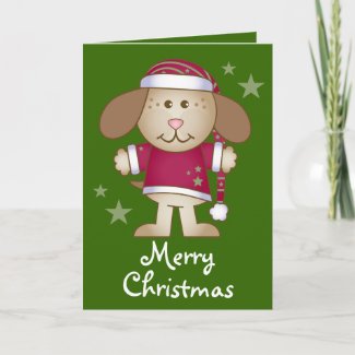 Santa Dog Merry Christmas Holiday Card Gift card