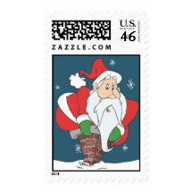 Santa Down the Chimney Postage Stamps