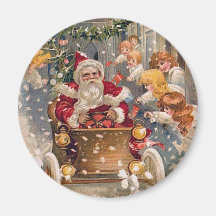 Santa Drives a Race Car Refrigerator Magnets