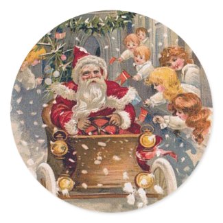 Santa Drives a Race Car Stickers sticker