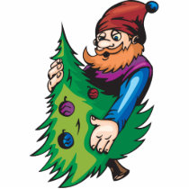 Santa Elf Holding Christmas Tree Cut Outs