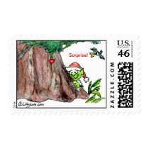 Santa Elf Surprise Forest Postage Stamp by zooogle Santa Elf Surprise Forest Postage Stamp