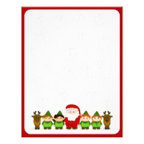 Santa, Elves and Reindeer Christmas Letter Paper letterhead