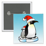 Santa Emperor Penguin Button