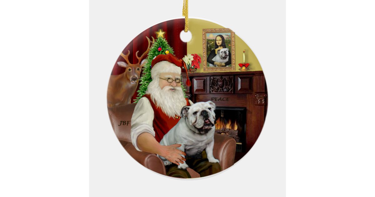 SantaEnglish Bulldog Ceramic Ornament Zazzle