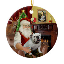 Santa-English Bulldog Christmas Tree Ornaments