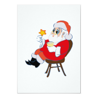Santa enjoying cookies & milk 5x7 paper invitation card