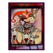 Santa escapes stress therapy postcards