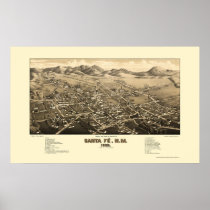 Santa Fe, NM Panoramic Map - 1882 Poster
