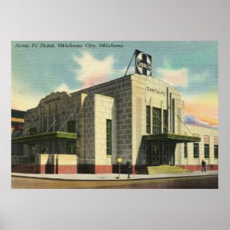 Santa Fe Train Depot, Oklahoma City Vintage print