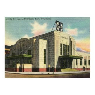 Santa Fe Train Depot, Oklahoma City Vintage print