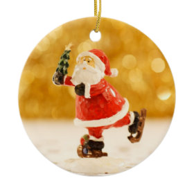 Santa Figurine Ice Skating Christmas Ornament
