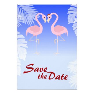 Santa Flamingo Christmas Wedding Save the Date Custom Announcements
