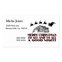 Santa Flying Over House Christmas Good Night Business Cards