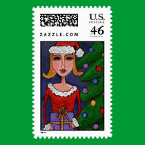 Santa Girl - Christmas postage stamp stamps