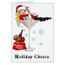 Santa Girl Martini Greeting Card cards
