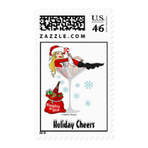 Santa Girl Martini Stamps