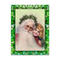 SANTA, GIRL & STAINED GLASS by SHARON SHARPE postcards