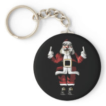 Santa Giving the Finger Key Chain