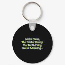 Santa_GlobalWarming_btn_Blk keychains
