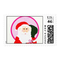 Santa Goes Pink Postage Stamps