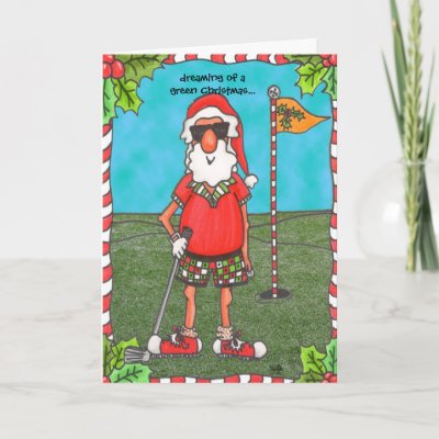 Santa Golfing Card