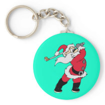 Santa Golfing Holiday Gifts keychains