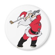 Santa Golfing Holiday Gifts magnets