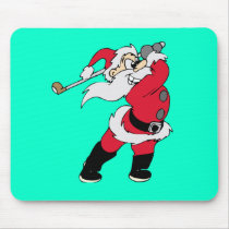 Santa Golfing Holiday Gifts mousepads