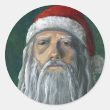 Santa, Hand Painted, Stern Face Stickers