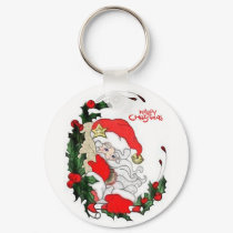 Santa Happy Christmas Keychain by JoniceC Santa Happy Christmas Keychain