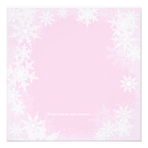 Santa Hat and Pink Snowflake Christmas Baby Shower Announcements