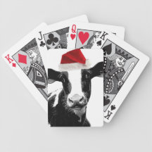 Santa Hat Christmas Cow! Deck Of Cards