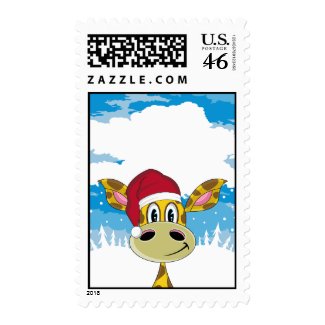 Santa Hat Giraffe Stamp stamp