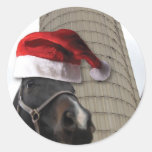 Santa Hat Horse Round Stickers