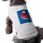 Santa hat on a bed of blue bubble beads pet t shirt