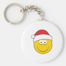 Santa Hat Smiley Face Keychain