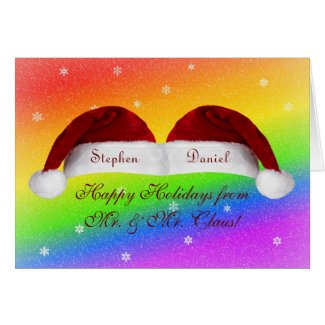 Santa Hats and Rainbows Greeting Card