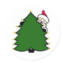 Santa Hides Behind Christmas Tree stickers
